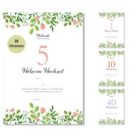 Frank Paperman® 5th Wedding Anniversary Gift | Wedding Anniversary | Wooden Wedding Gift | Floral | Gifts for 5th Wedding Anniversary | DIN A4 Format