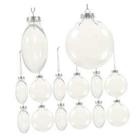 RORPOIR 36pcs Transparent Hollow Christmas Flat Ball DIY Fillable Christmas Ornaments Pet Plastic
