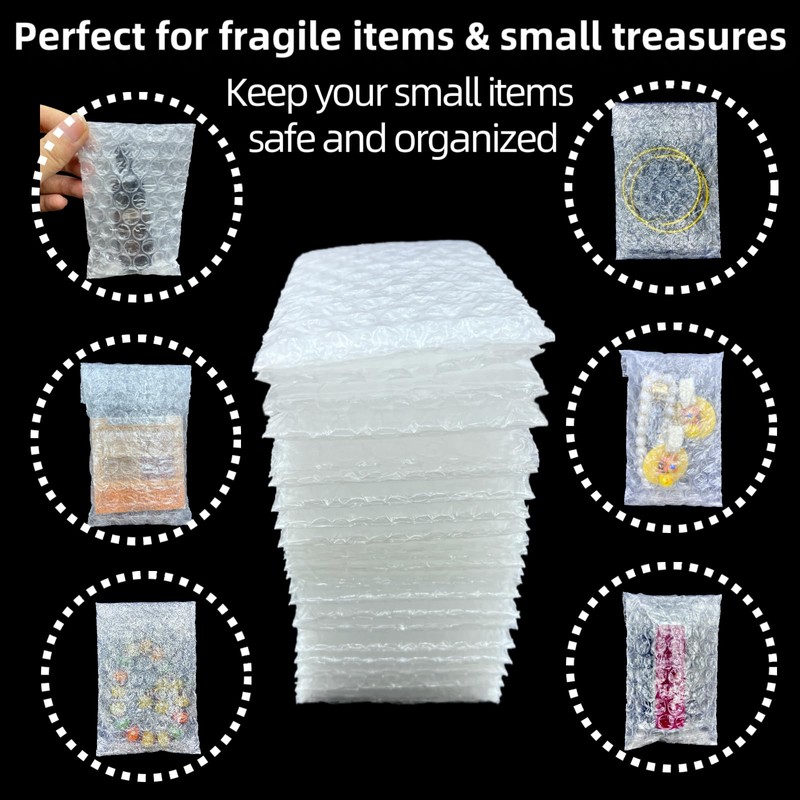 300 Pcs Clear Self Sealing Bubble Small Pouch Bag Cushion