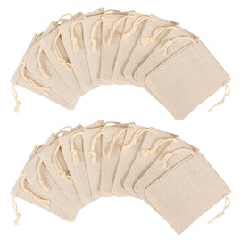 SGERUFZ Pack of 20 Small Cotton Bags, Fabric Bags Made of Cotton, Jute Bags with Drawstring, Fabric Bags for Filling, Hessian Bags, Reusable for Gift Bags for Party