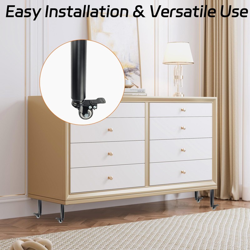 Adjustable Table Leg Extender 9.5"-14.1" w/ 360° Casters for Cabinets/Sofas