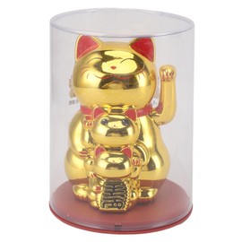 Generic Lucky Cat Waving Arm, Solar Powered Cute Waving Cat for Fortune Money and Good Luck Waving Cat Maneki Neko Fengshui Lucky Cat Swinging Arm Ornament for Home Display, Car Decor