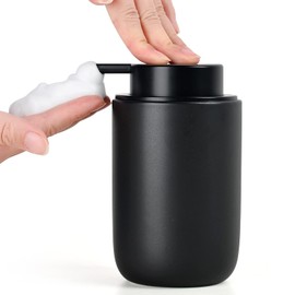 Umlaca Soap Dispenser, Refillable Ceramic Soap Dispenser, 350 ml, Large Pump Head is Easy to Press, Suitable for Kitchen, Bathroom (Matte Black Foam Soap Dispenser)