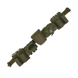 CrogaGear Tactical Battle Belt with Quick Release & Accessory Pouches - 7 in 1 Duty Belt for Men (Green)