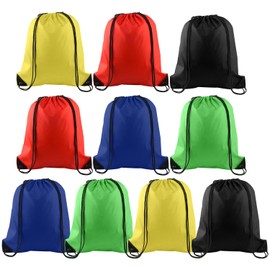 10Pcs Drawstring Backpack, Colored Drawstring Bags Bulk Polyester Gym Cinch Bag, Bags Drawstring for Gym, Sports, Storage, Travel, Camp, Sturdy and Durable