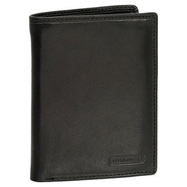 Leather ID Card Holder with Note Compartment, Black, Brown, Natural, black, Standard size