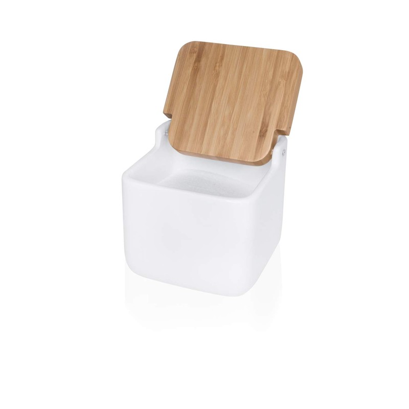 KOOK TIME Kitchen salt pot with lid | Ceramic salt