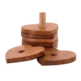 Purpledip Wooden Coasters 'Stacked Hearts': Unique Dining Accessory, Housewarming Gift (11071)