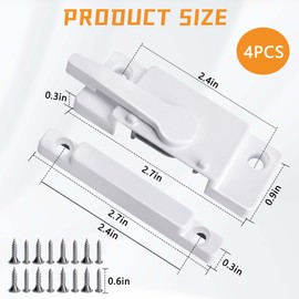 Nkiy Quen 4 Pack Windows Sash Lock-Sliding Window Sash Locks for Single-Hung and Double-Hung Windows-White Cam Sash Locks for Vertical and Horizontal Sliding Windows