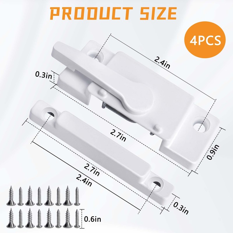 Nkiy Quen 4 Pack Windows Sash Lock-Sliding Window Sash Locks