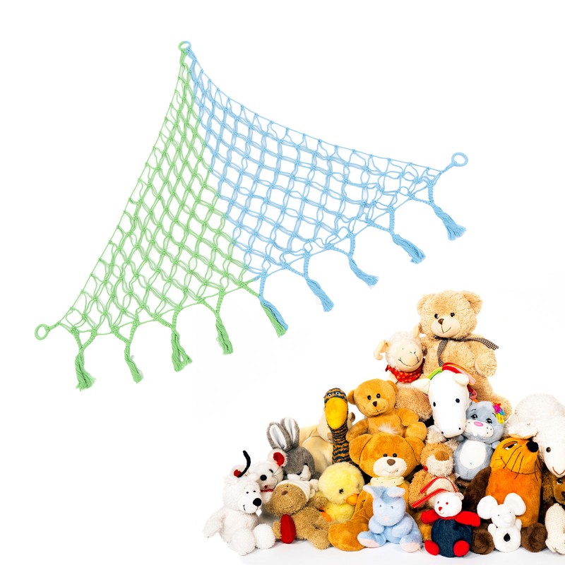 Triangular Toy Hammock Plush Toys Cotton Rope Woven Net Pocket