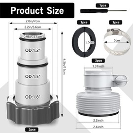 Hose adapter for pump, pool hose adapter set, pool hose adapter, pool hose connection, hose adapter for pump, pool accessories, hose adapter pool