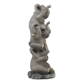 Ebros Pachyderm Friends Funny See Hear Speak No Evil Elephants Totem Statue 10.5" Tall Jungle Safari Wildlife Acrobatic Elephants Figurine Decor Sculpture