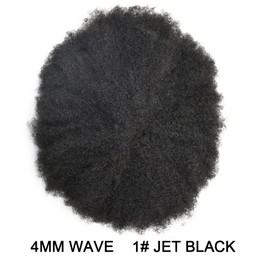 Curve Hair Curly Toupee for Black Men Afro Weave Hair Units Wigs Kinky Curl Mens Toupee Hairpiece Wavy Human Hair Replacement Systems for Men (#1 Jet Black-6MM Wave, 8''X10'')