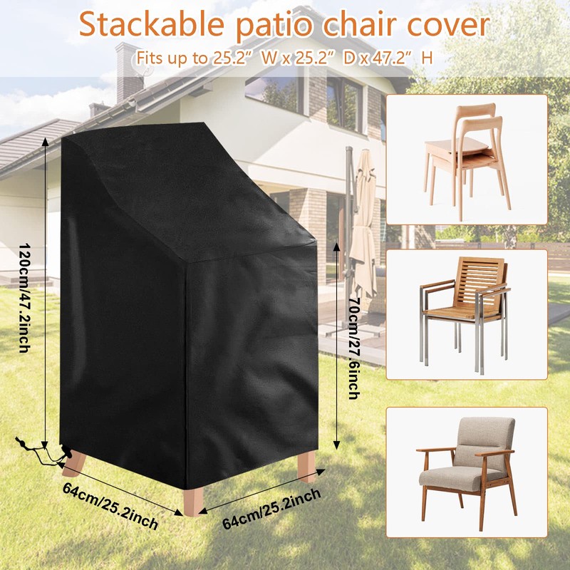 2 Pack Patio Chair Cover, Patio Furniture Chair Covers Stacking