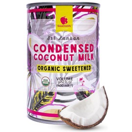 Gourmanity Organic Sweetened Condensed Coconut Milk, Vegan and Dairy Free Condensed Milk Substitute, Halal, Kosher, Made in Sri Lanka (13.5 Fl Oz/400ml can)
