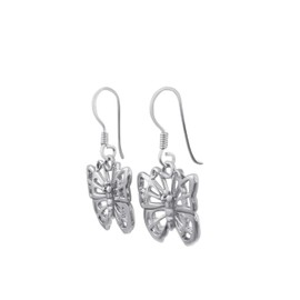 Silverly Sterling Silver Filigree Butterfly Hook Earrings - Cute Drop Earrings for Women and Teen Girls - Nature Inspired Jewelry - Y2K 90s Style, Sterling Silver