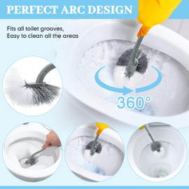 FoldTier 12 Pcs Curved Toilet Cleaning Brush Without Holder Long Handle Curved Toilet Brush Hanging Toilet Bowl Brush Under The Rim Household Cleaning Brushes for Bathroom Deep Cleaning (Gray)