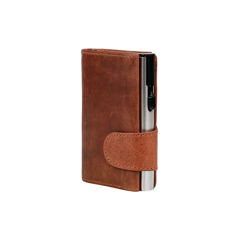 ClickSafe Unisex Coin Purse Travel Accessory Wallet, Cognac