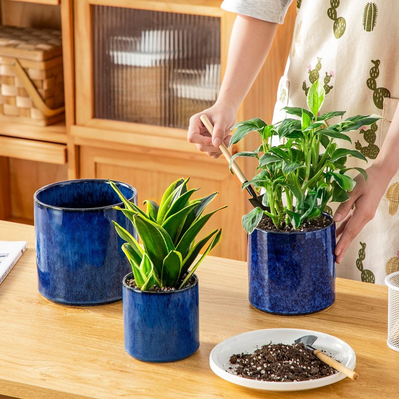 vancasso Ceramic Plant Pots, 4.25+5.25+6.25 Inch Planter Pot with Drainage