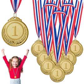 Jiahuade Metal Medals, Winner Medals Gold, Pack of 10 Medals Gold for Children, Award Winner Medals, Medals Set Children's Metal, Medals Children's Birthday, Medals Sports