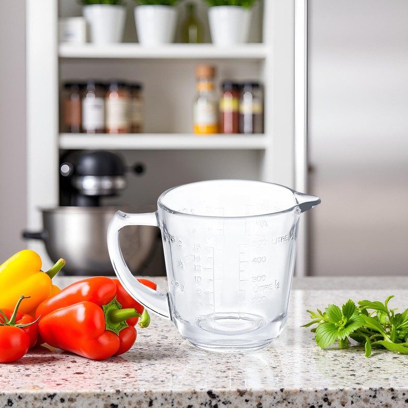 Left Handed Glass Measuring Cups for Left Hand People(2-Cup, 500