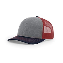 RICHARDSON 112 Trucker OSFA Baseball HAT Ball Cap Heather Grey/Cardinal/Navy