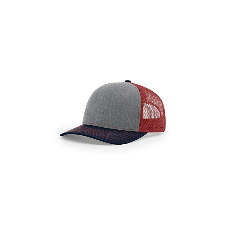 RICHARDSON 112 Trucker OSFA Baseball HAT Ball Cap Heather Grey/Cardinal/Navy