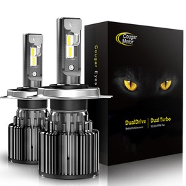 Cougar Motor H4 Bulbs, 9003 Fog Lights K16 Series 6000K White Driving Light Bulbs IP67 Waterproof H4 Fog Light or Off-Road - Pack of 2