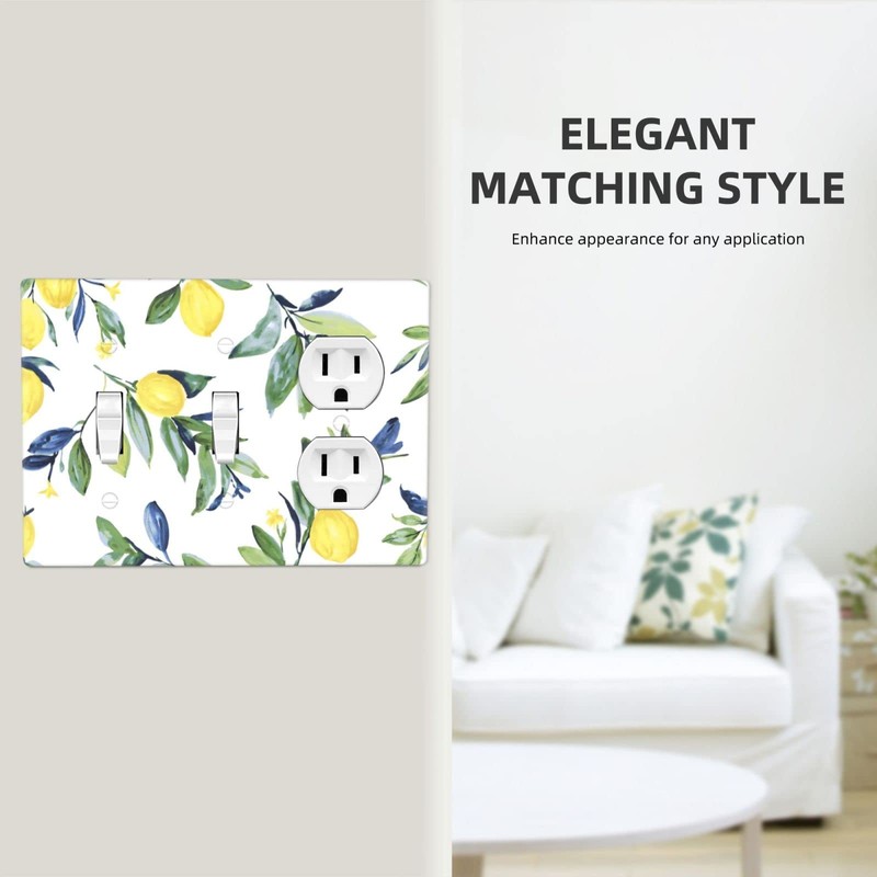Yellow Lemon Combination Wall Plate 2 Toggle 1 Duplex Outlet