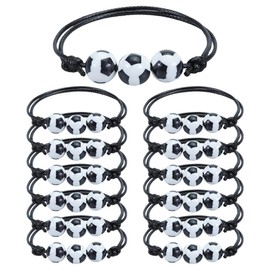 Football Bracelet Pack of 15 Adjustable Cord Bracelet Football Sports Woven Bracelet, Football Party Bag Friendship Bracelet, Football Bracelet Children Boys with Adjustable Woven Cord
