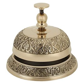 Zap Impex Desk Bell, Antique Brass Metal Desk Bell, Call Bell, Office Bell, Good for Appearance Piece