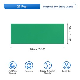 QUARKZMAN Pack of 20 Dry Erase Magnetic Labels Colourful Stripes 3.1 x 1.2 Inches Writable Green Name Tags Stickers for Crafts Whiteboard Fridge