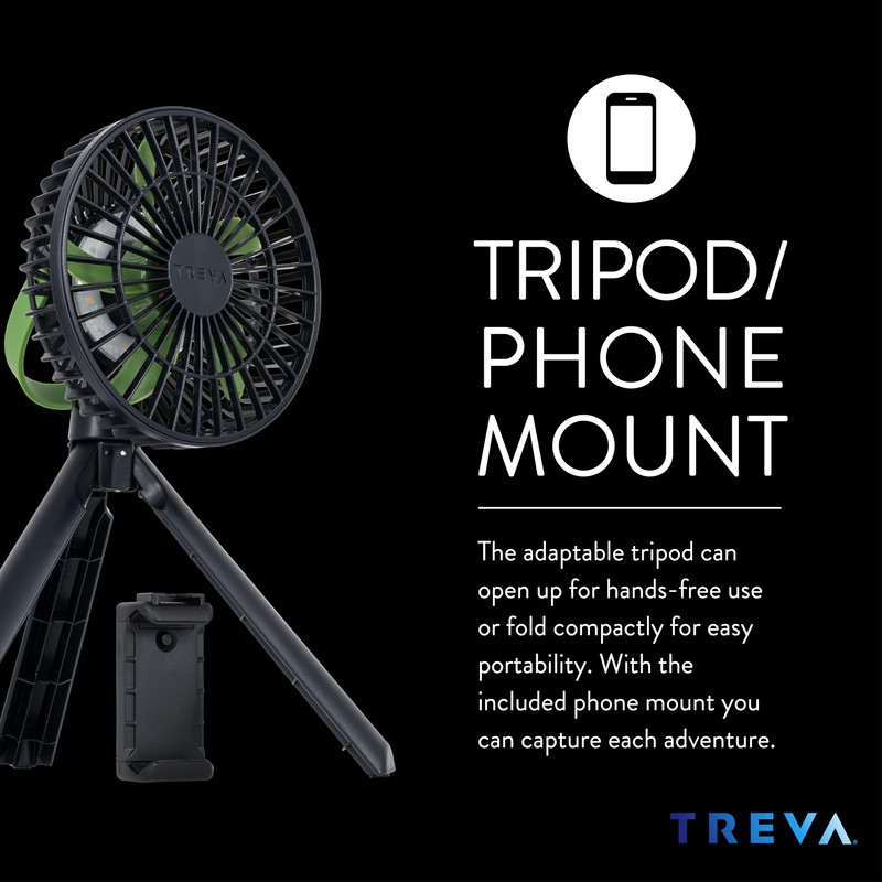 Treva 5 Inch Tripod Fan with Built-In Light and Attachable