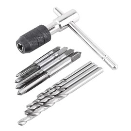 Taraud M6 Taps and Dies Set,Tap and Die Sets Metric and Imperial Tools Metric Taps and TShaped 9Pcs Set Screw Taps Tshaped Wrench Twist Drill Bits Threading Tapping Hand Tool Kit