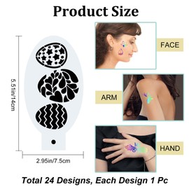 GORGECRAFT 24 Pieces Face Painting Stencils Body Painting Stencil Christmas Easter Theme Elk Santa Claus Snowman Egg Rabbit Reusable Soft Tattoo Stencils for Cosplay