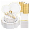 WDF 350PCS White and Gold Plastic Plates - Gold Plates