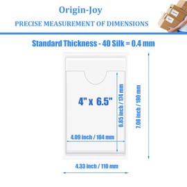 Origin-Joy 25 PCS Self-Adhesive Index Label Pockets, Clear Plastic Peel & Stick Card Holders with Top Open for Loading (4 x 6.5 inch)