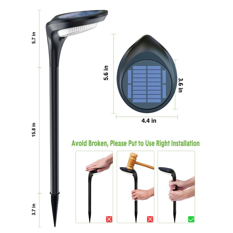 OSORD Solar Pathway Lights,【2 Pack】 Solar Garden Lights Outdoor Waterproof