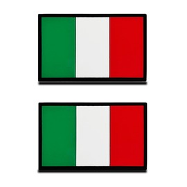 Pack of 2 3D PVC Rubber Italy Flag Patch, Heavy Robust Material, Hook Back without Loop, Tactical Italian Emblem Patch for Clothes, Bags, Backpack, Uniform Vest