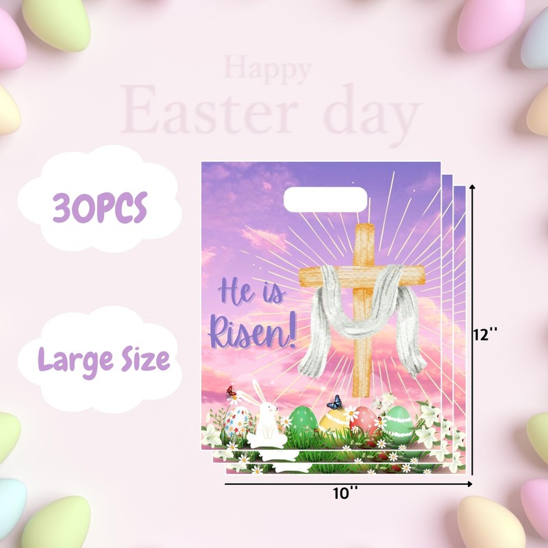 Onmlkkd 30 Pack He is Risen Bags for Kids Large