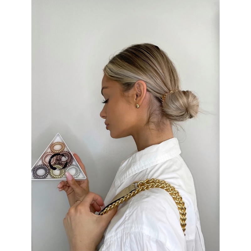 12 Pcs Crazy Bobble® Premium Spiral Hair Ties, Telephone Wire,