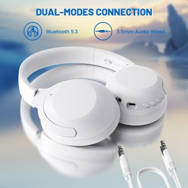 ATTACK SHARK G300 Active Noise Cancelling Wireless Headphones, Ultra Light Foldable Over-Ear Wired/Bluetooth Headset, 20H Playtime, Built-in Mic Hands Free Talking for Travel, Office, Home -White