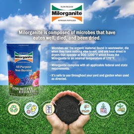 Milorganite All-Purpose Eco-Friendly Slow-Release Nitrogen 6-4-0 Fertilizer, 5 Pound Bag (Pack of 2) - for Lawns, Flowers and Gardens