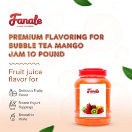 Fanale Premium Flavoring Jam for Bubble Tea | Mango Flavor Fruit Jam | for Boba Tea, Smoothie Paste, Slushes, Desserts | 10 pound (Pack of 4) | JAM003-CS