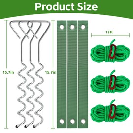 6PCS Tree Stake Kit, Heavy Duty Tree Support for Leaning Tree, Garden Outdoor Metal Tree Stakes Support for Young Trees Straightening Protect Trees from Strong Wind Bad Weather