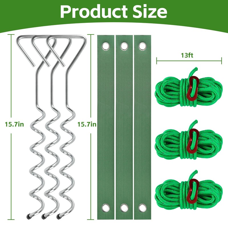 6PCS Tree Stake Kit, Heavy Duty Tree Support for Leaning