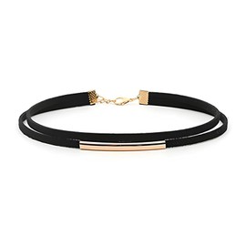 POYAMUSE Black Velvet Choker Necklace for Women - Elegant Gold Silver Accents, Adjustable Black Collar Necklace - Punk Chocker Jewelry for Women - Gold