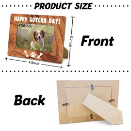 Pet Lovers Gifts, Dog Adoption Picture Frame, Happy Gotcha Day, Wood Photo Frame for New Dog Mom, Owner, Farmhouse, Home Office Desk Decor, Rustic Photo Frames 4 x 6 with Stand-Nature Wood Texture