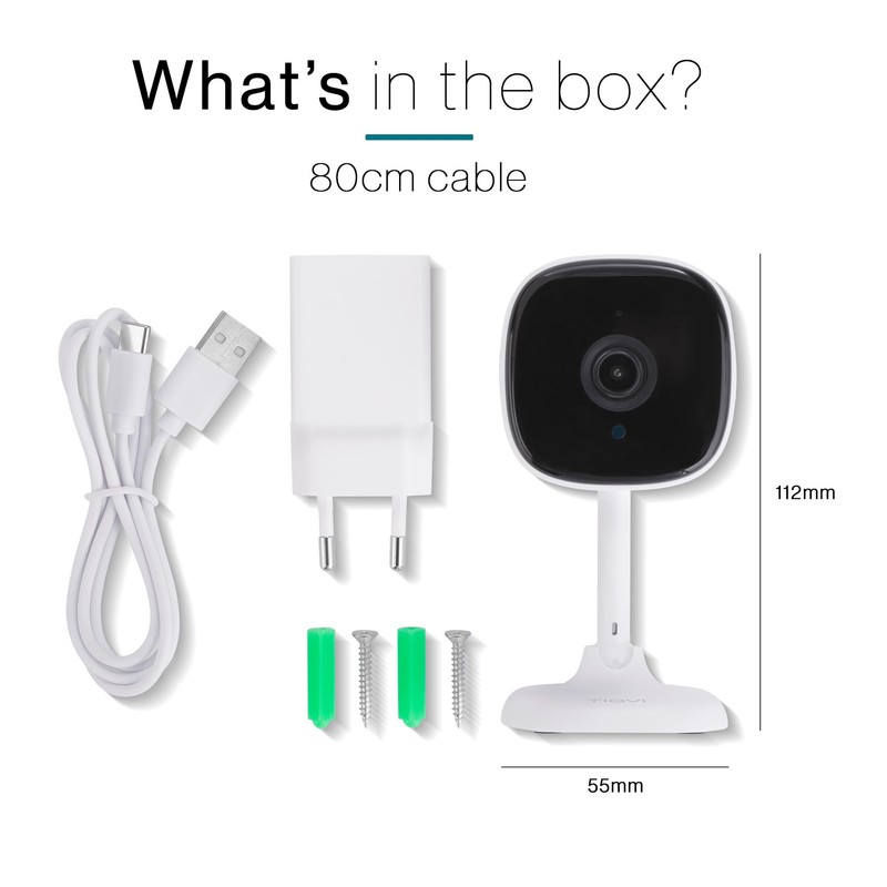 Tiqvi - Smart Indoor Camera WiFi, 1080P, Dualband (2.4/5GHz), Infrared